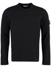 Men's Wappen Patch Crew Neck Cotton Knit Top Navy - STONE ISLAND - BALAAN 1