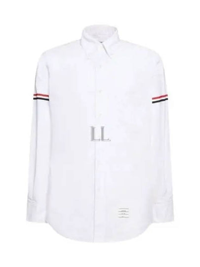 Oxford Striped Grosgrain Armband Classic Long Sleeve Shirt White - THOM BROWNE - BALAAN 2