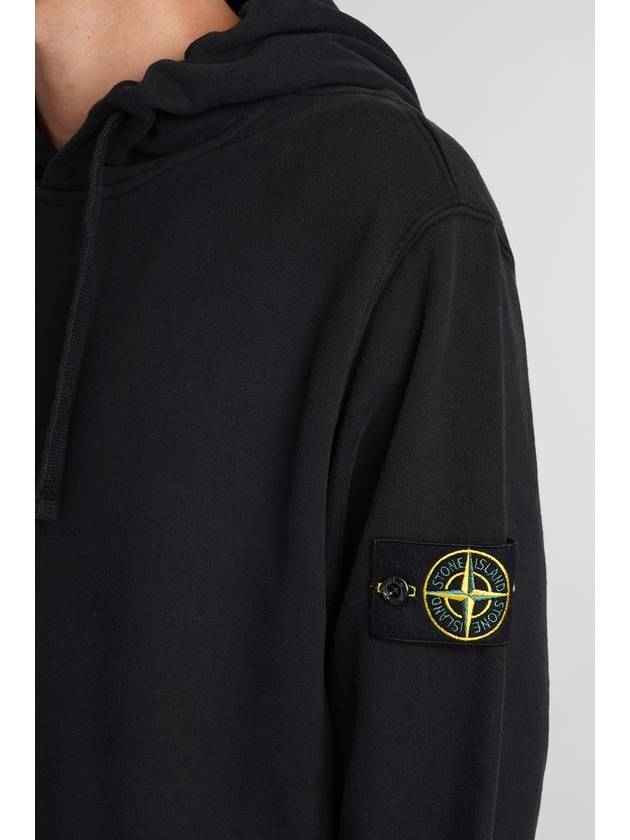 Wappen Patch Brushed Cotton Fleece Hoodie Black - STONE ISLAND - BALAAN 6