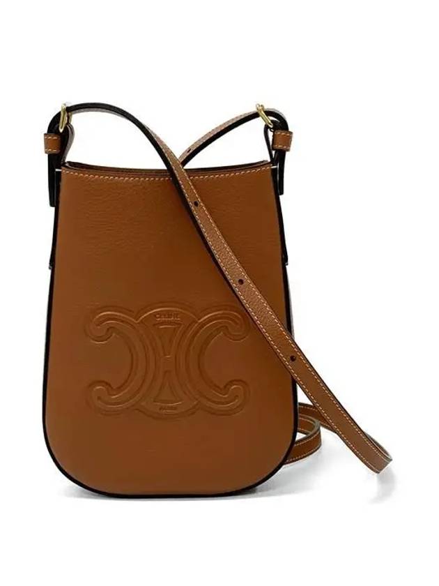 Heloise Supple Calfskin Phone Pouch Cross Bag Tan - CELINE - BALAAN 2