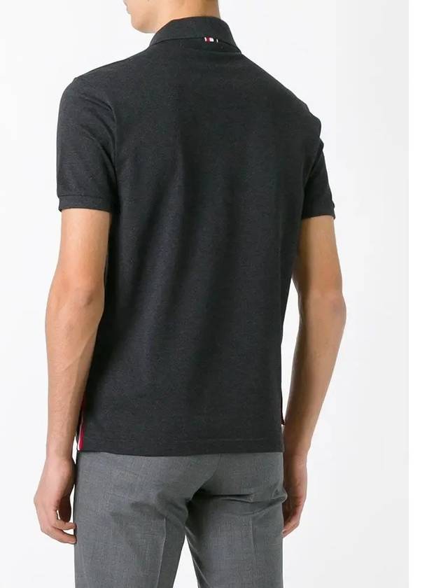 Men's Three Stripes Pocket Mercerized Short Sleeve Polo Shirt Dark Grey - THOM BROWNE - BALAAN 6