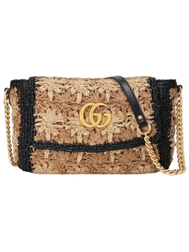 GG Marmont Raffia Small Shoulder Bag Beige - GUCCI - BALAAN 1