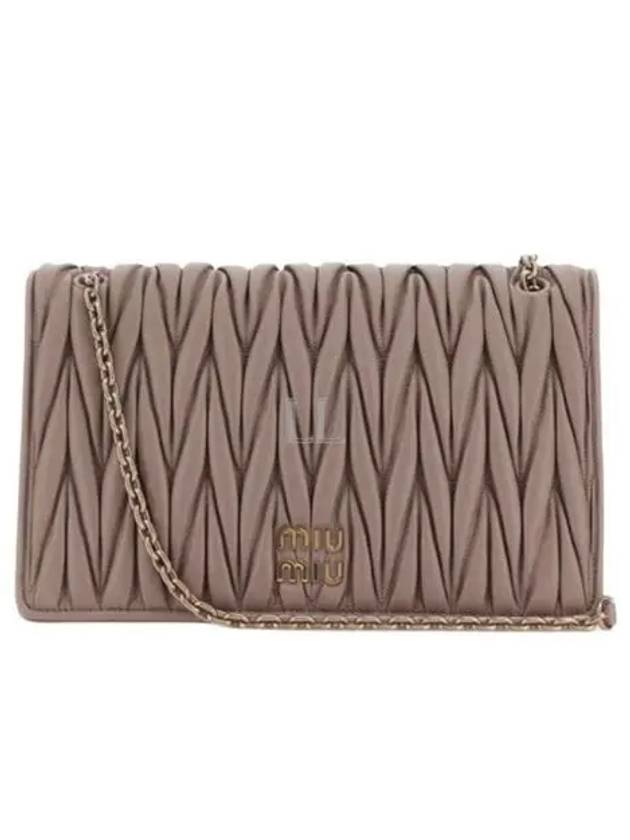 Matelasse Plaque Logo Nappa Leather Cross Bag Beige - MIU MIU - BALAAN 2