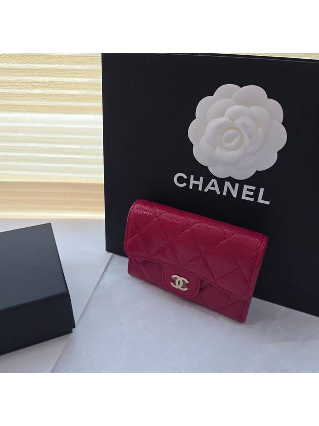 Classic Tok Zipper Card Wallet Red Caviar AP4096 - CHANEL - BALAAN 1