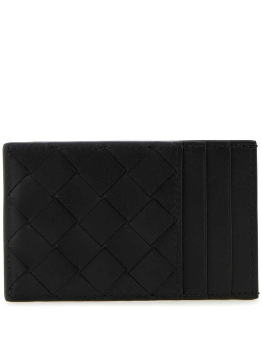 Intrecciato Leather Card Wallet Black - BOTTEGA VENETA - BALAAN 1