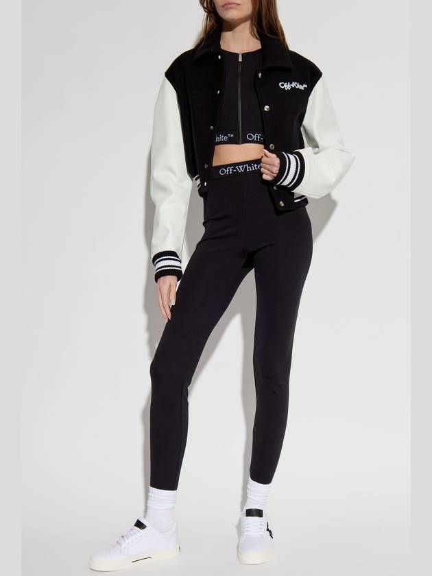 Off-White Jacket With Leather Sleeves, Women's, Black - OFF WHITE - BALAAN 2