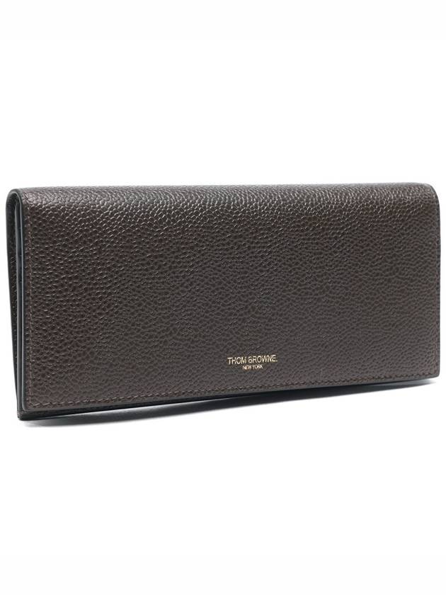 Men's Logo Pebble Grain Leather Long Wallet Brown - THOM BROWNE - BALAAN 4