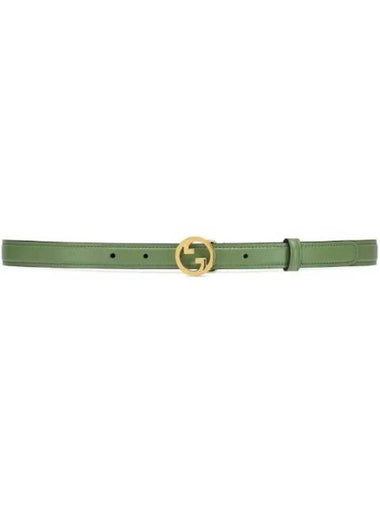 Blondie Thin Leather Belt Sage Green - GUCCI - BALAAN 1