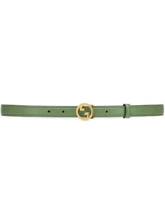 Blondie Thin Leather Belt Green - GUCCI - BALAAN 1