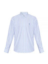 Tonal Heart Logo Striped Long Sleeve Shirt Blue - AMI - BALAAN 2