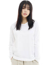 Unisex Basic Patch Long Sleeve T-Shirt White - LMN3011 - BALAAN 2