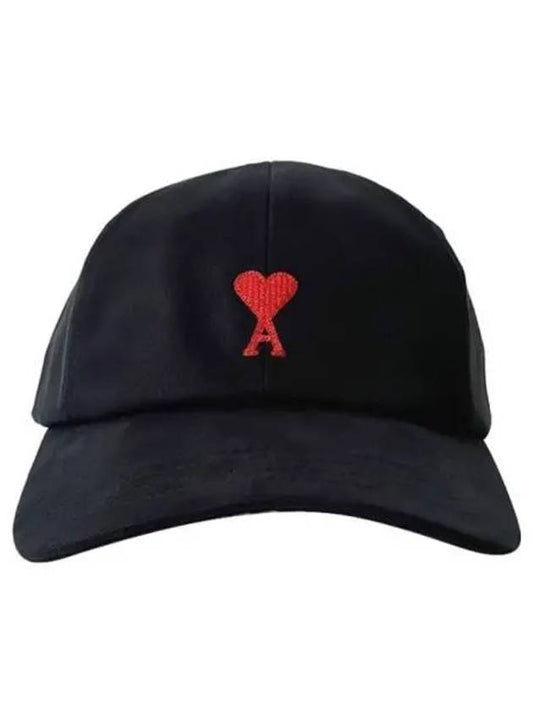 Embroidered Heart Logo Ball Cap Black - AMI - BALAAN 2