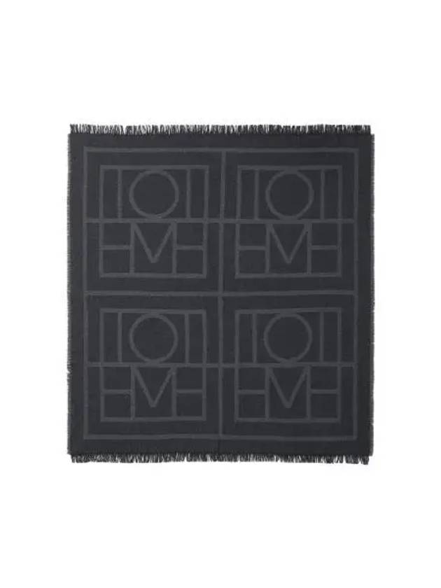 Monogram Wool Cashmere Muffler Dark Gray Scarf - TOTEME - BALAAN 1