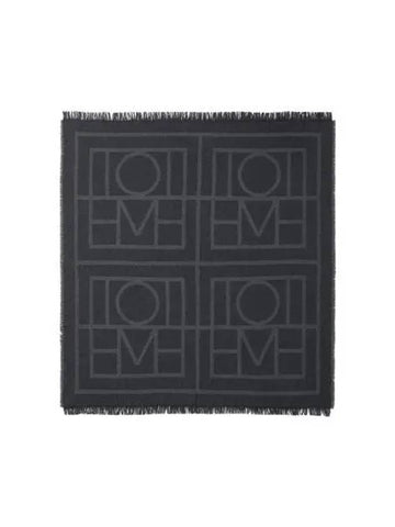 Monogram Wool Cashmere Muffler Dark Gray Scarf - TOTEME - BALAAN 1