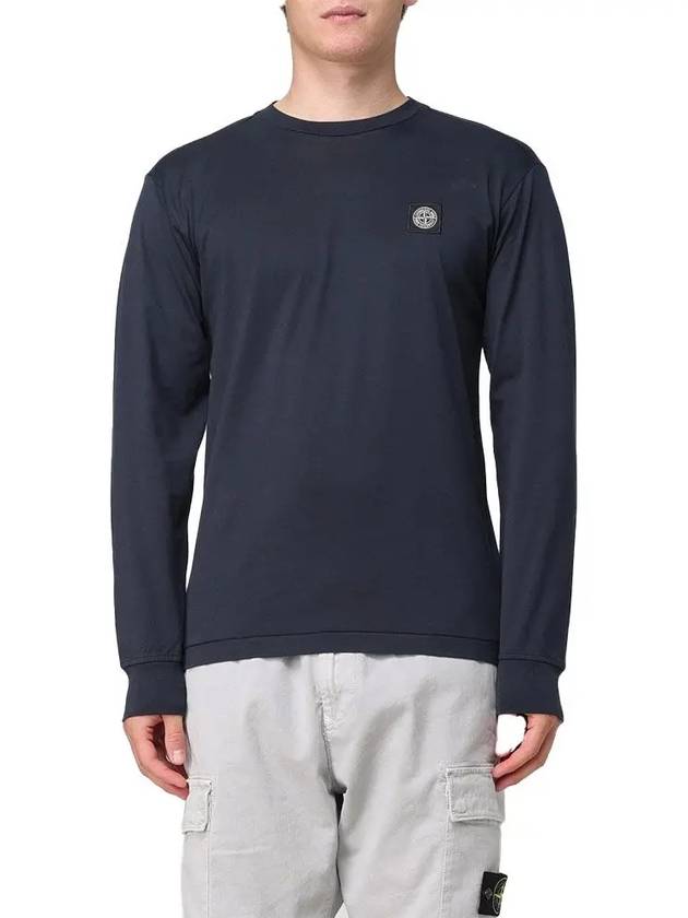 Chest Patch Long Sleeve T-Shirt Blue - STONE ISLAND - BALAAN 2