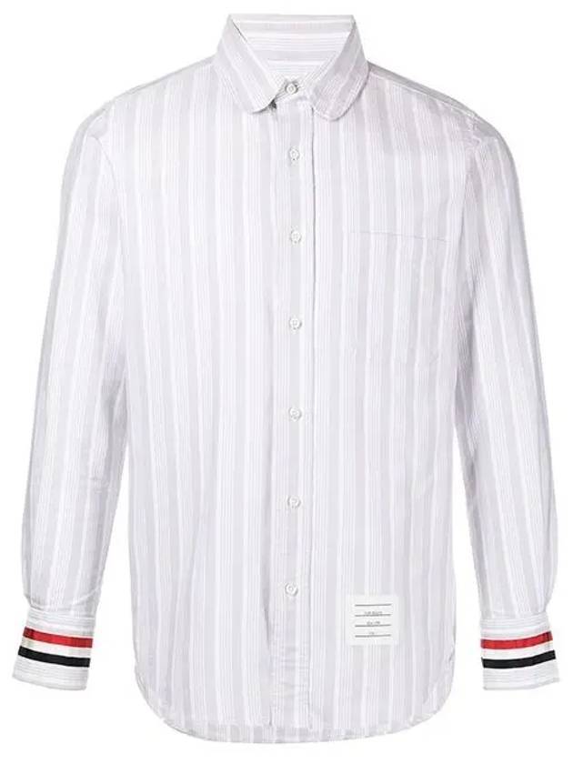 Three Stripes Cuff Striped Oxford Long Sleeve Shirt White - THOM BROWNE - BALAAN 1