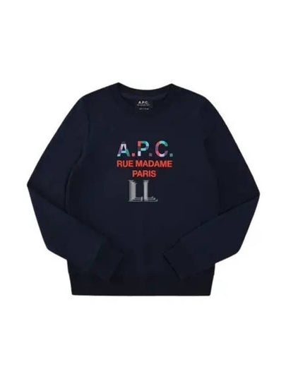 Women's Color Block Logo Sweat Sweatshirt Navy - A.P.C. - BALAAN 2