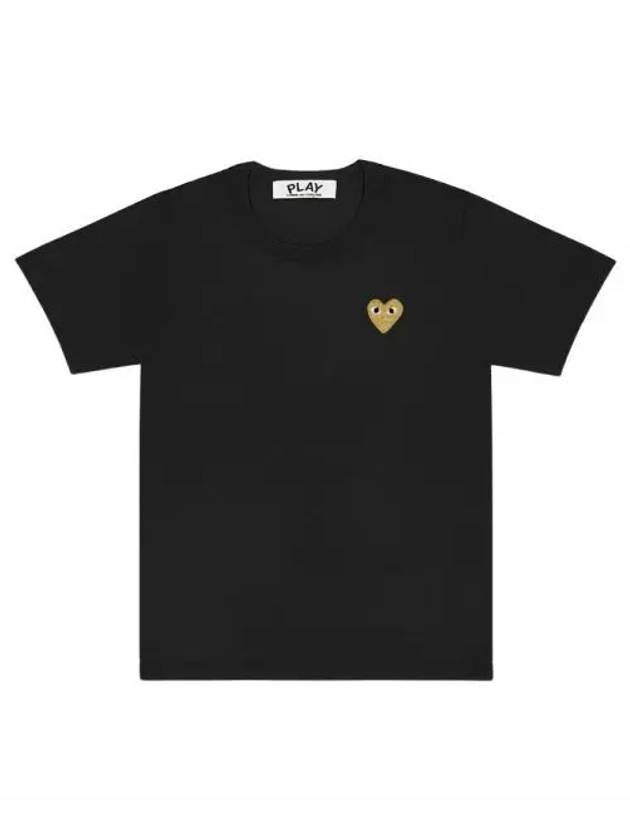 Gold Heart Wappen Short Sleeve T-Shirt Black - COMME DES GARCONS PLAY - BALAAN 2