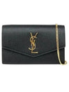 Monogram Uptown Chain Embossed Leather Long Wallet Black - SAINT LAURENT - BALAAN 2