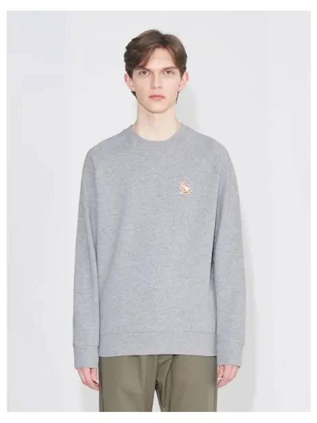 Unisex Chillex Fox Patch Classic Sweatshirt Gray Melange Domestic Product - MAISON KITSUNE - BALAAN 1