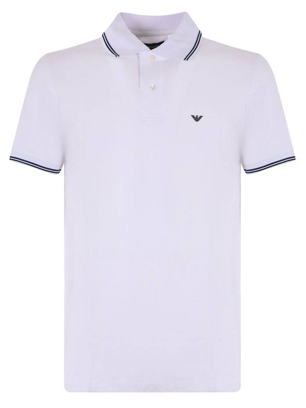 Slim Fit Cotton PK Shirt White - EMPORIO ARMANI - BALAAN 1