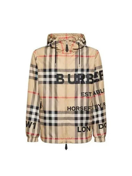 Men's Horseferry Print Check Hoodie Zip-up Beige - BURBERRY - BALAAN 2