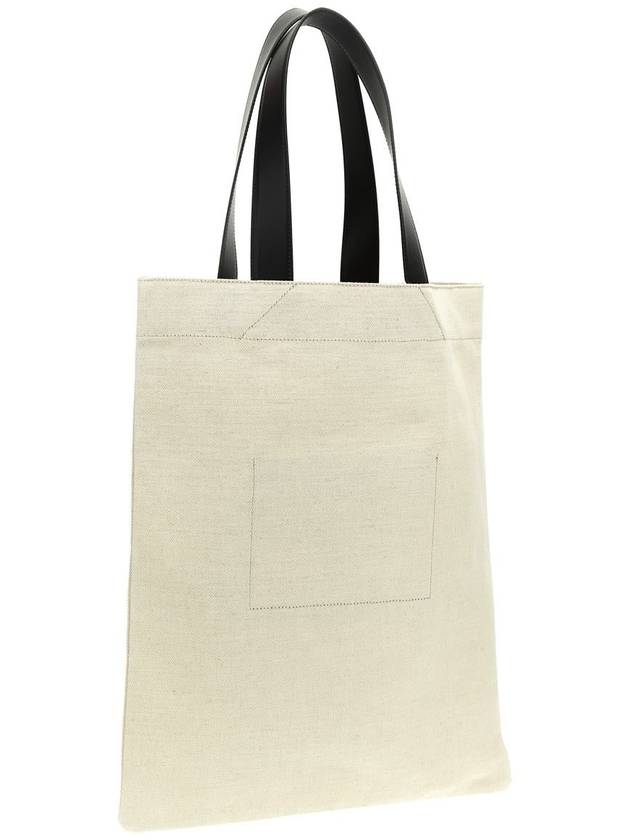 Flat Shopper Medium Canvas Tote Bag Beige - JIL SANDER - BALAAN 3