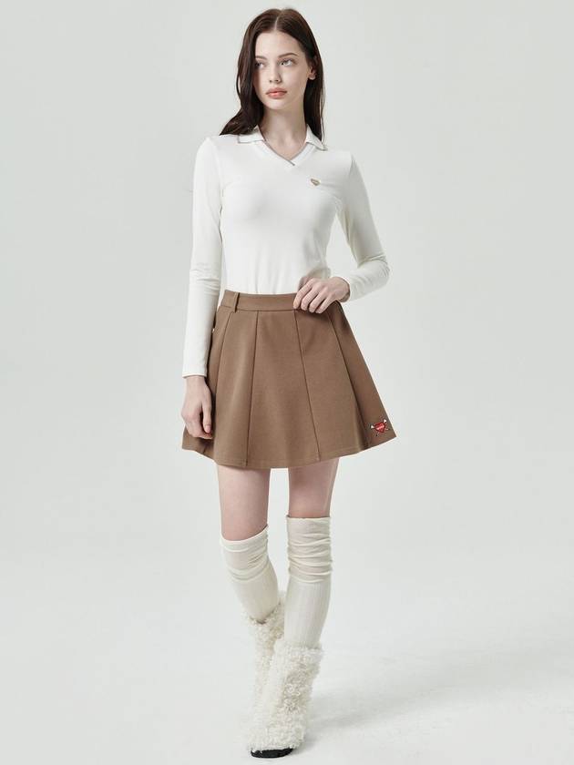 Heart Attack Warm Fit Flare Skirt Brown - GOXO - BALAAN 1