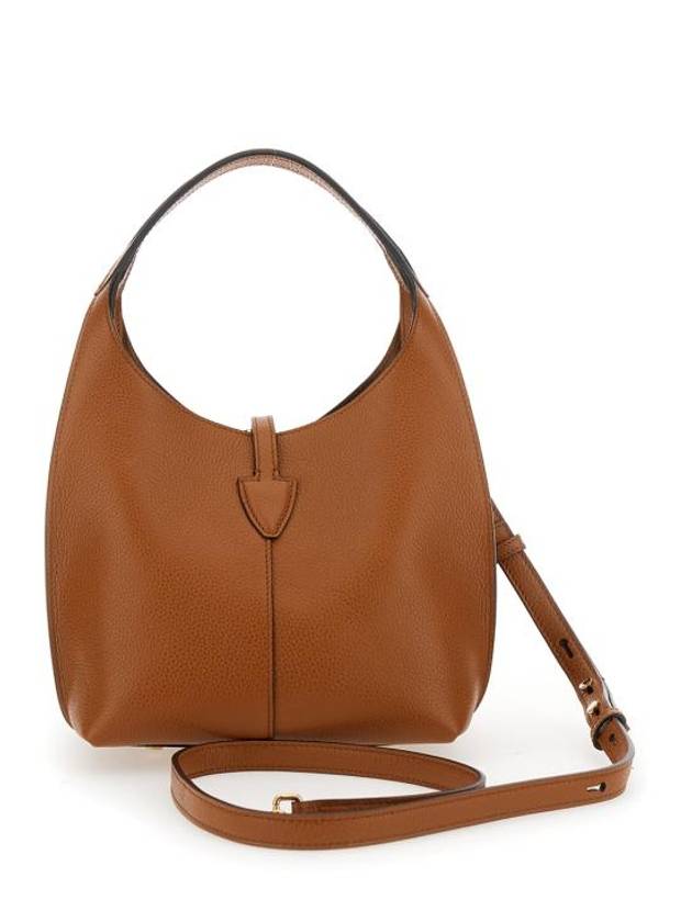 T Timeless Medium Leather Shopper Shoulder Bag Brown - TOD'S - BALAAN 3