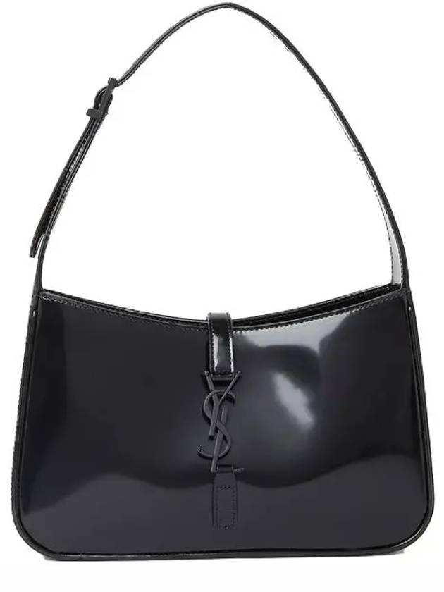 5 A 7 Shiny Leather Hobo Shoulder Bag Black - SAINT LAURENT - BALAAN 2