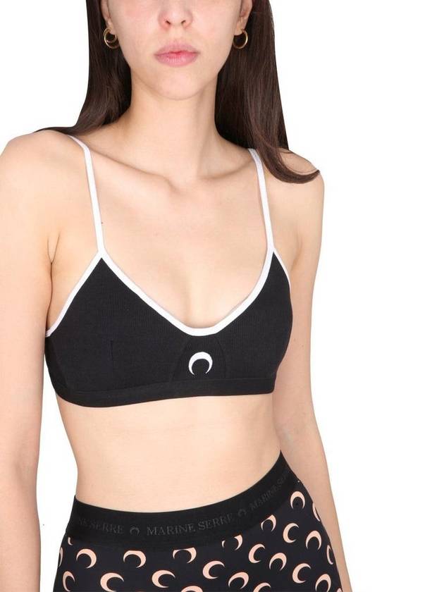 Moon Logo Contrast Bra Black - MARINE SERRE - BALAAN 5