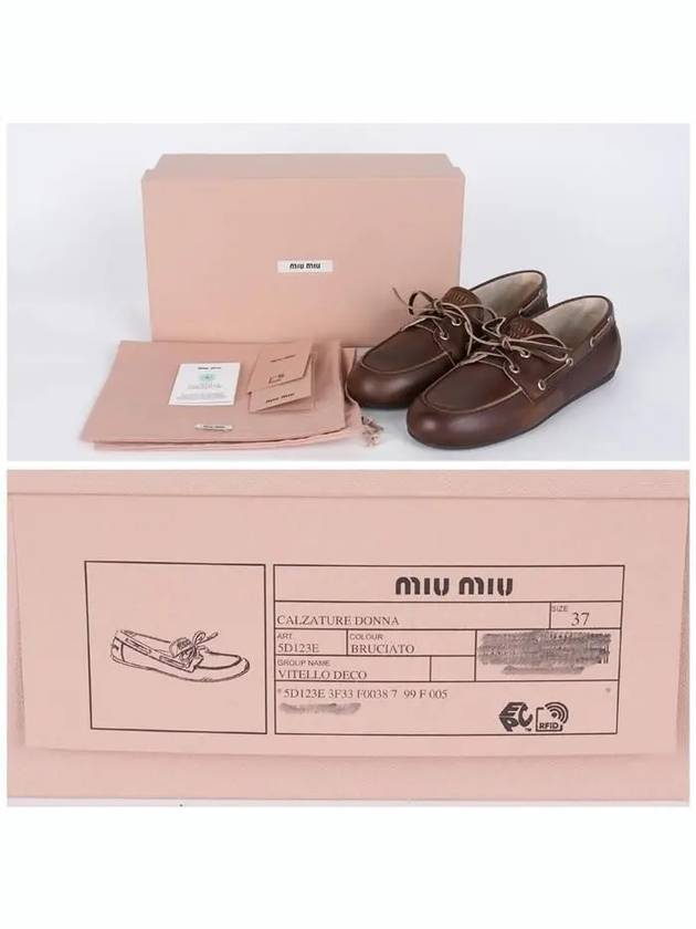 Lace Up Unlined Bleached Leather Loafers Brown - MIU MIU - BALAAN 7