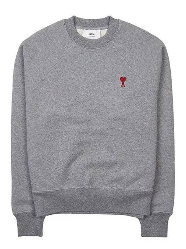 Heart Logo Organic Cotton Sweatshirt Grey - AMI - BALAAN 2