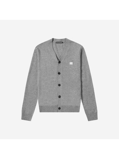 Face Patch V-Neck Cardigan Gray Melange - ACNE STUDIOS - BALAAN 1