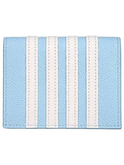 Pebble Grain Leather 4-Bar Stripe Double Card Wallet Blue - THOM BROWNE - BALAAN 2