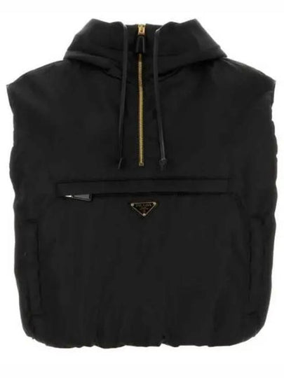 Triangle Logo Half Zip Re-Nylon Vest Black - PRADA - BALAAN 2