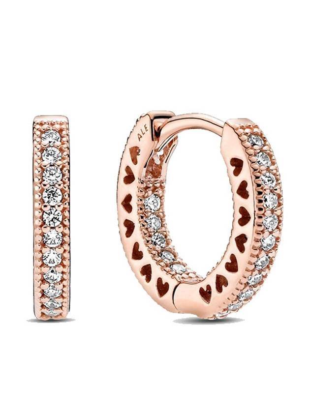 sparkling heart hoop earrings rose gold - PANDORA - BALAAN 1