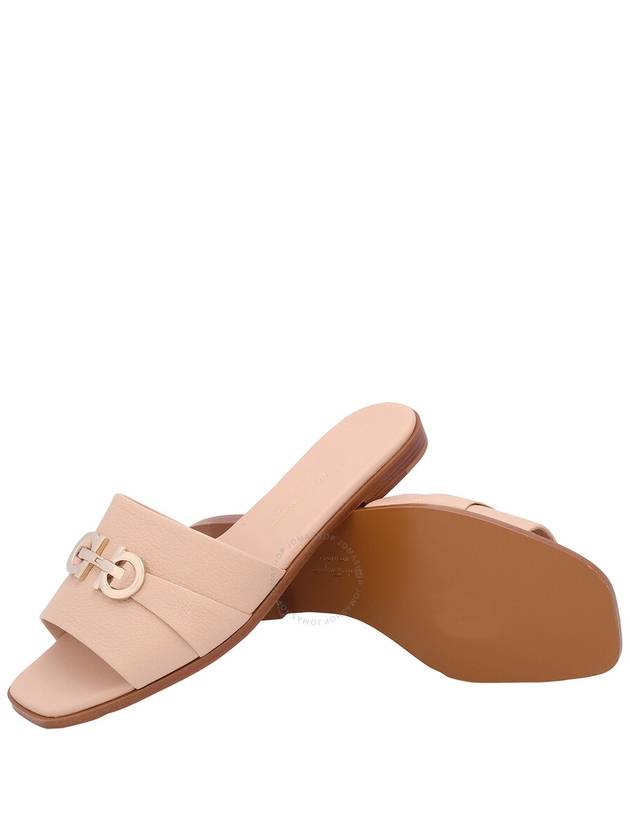 Gancini Leather Slippers Beige - SALVATORE FERRAGAMO - BALAAN 3