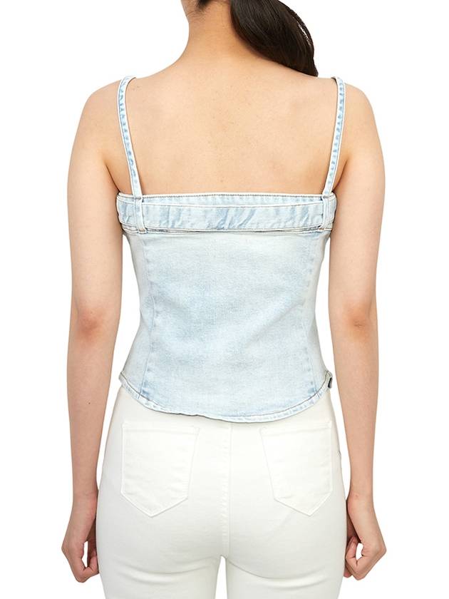 De-Lucy Metal Oval D Logo Denim Sleeveless Light Blue - DIESEL - BALAAN 6