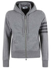 Men's Diagonal Armband Loopback Relaxed Fit Zip Up Hoodie Grey - THOM BROWNE - BALAAN 2