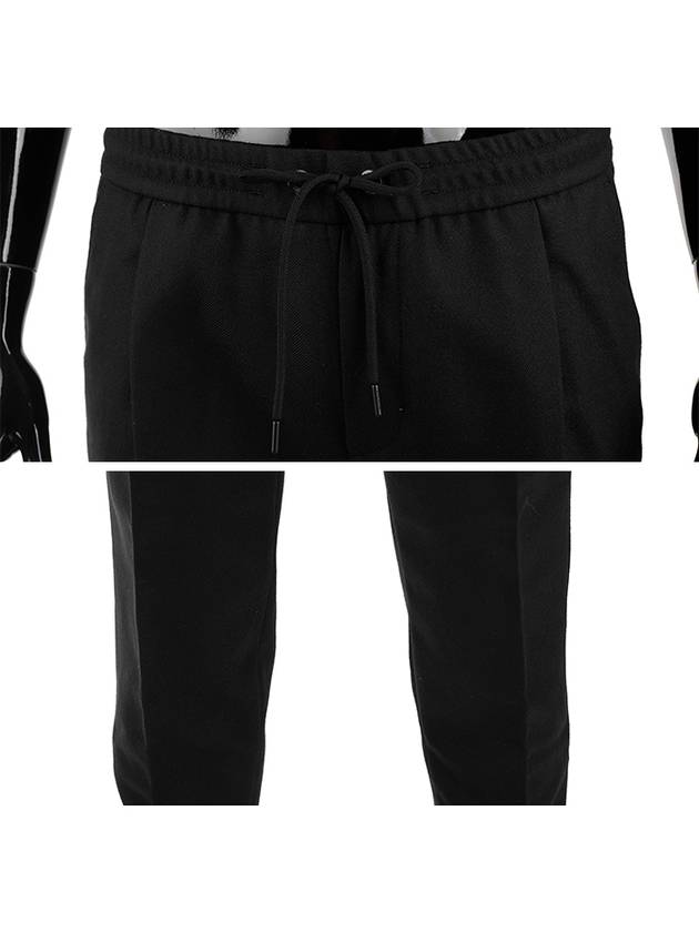 Men's Wool Drawstring Jogger Pants Black - MONCLER - BALAAN.