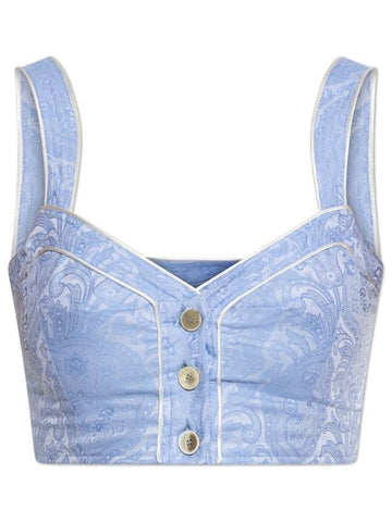 Etro Short Strappy Top, Women's, Light Blue - ETRO - BALAAN 1