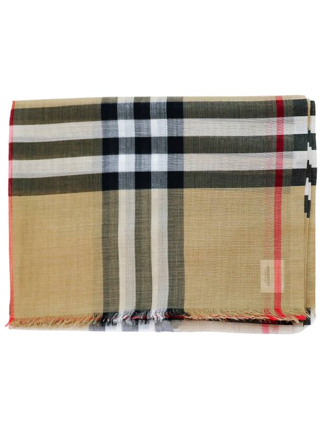 Check Wool Silk Scarf Beige - BURBERRY - BALAAN 3