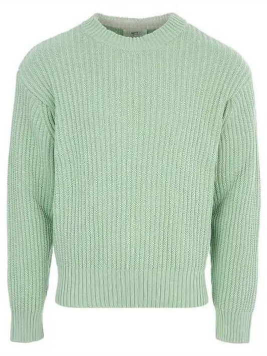 Men's Cotton Blend Knit Top Pastel Green - AMI - BALAAN 2