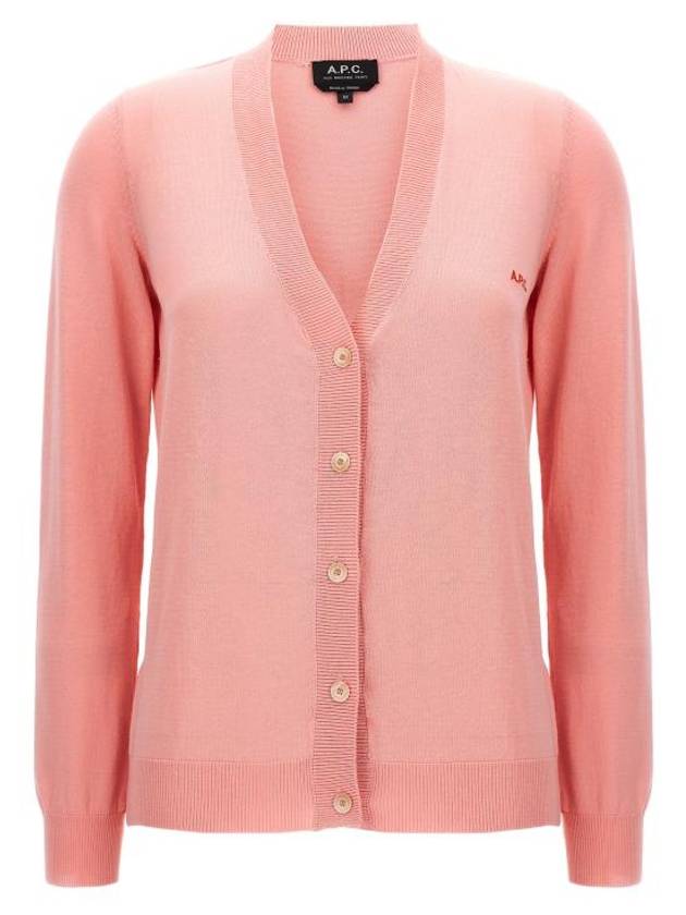 Bella Logo Embroidery Cardigan Pink - A.P.C. - BALAAN 1