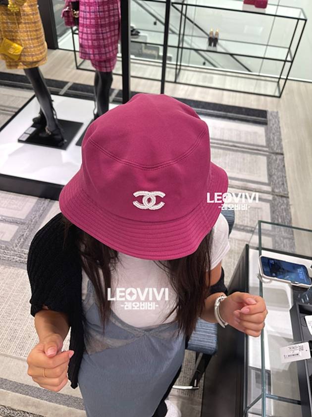 CC Logo Cotton Claw Bucket Hat Bungeoji Pink M Size AA8956 - CHANEL - BALAAN 5