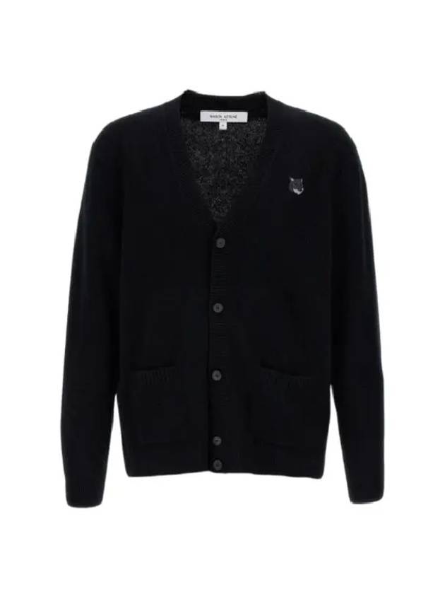 Bold Fox Head Patch Regular Lambswool Cardigan Black - MAISON KITSUNE - BALAAN 4