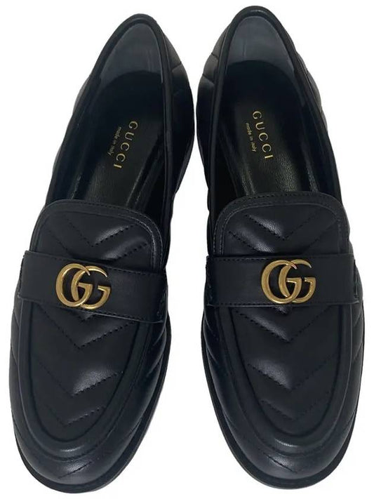 Double GG Logo Marmont Loafer Shoes 670399 1000 Black EU36 - GUCCI - BALAAN 1