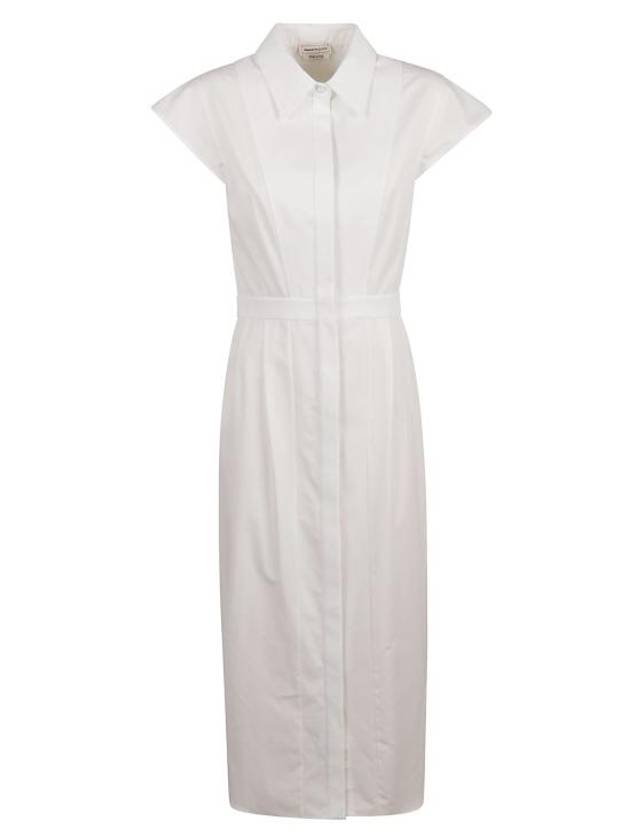 Poplin Pencil Midi Dress White - ALEXANDER MCQUEEN - BALAAN 2