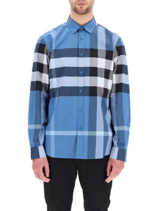 Burberry Blue Check Stretch Poplin SOMERTON Shirt 8038656 - COMME DES GARCONS - BALAAN 2